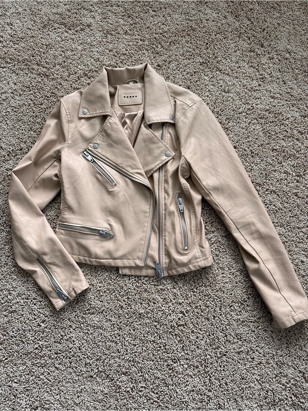 Blank NYC Blush Beige Faux Leather Moto Jacket